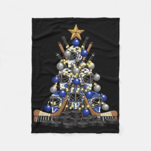 Ice Hockey Player Christmas Tree Lights Xmas Funny Fleece Blanket