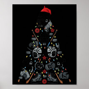 Ice Hockey Player Christmas Tree Xmas Funny Boys K Poster