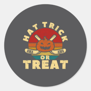Ice Hockey Player Coach Halloween Pumpkin Hat Tric Classic Round Sticker