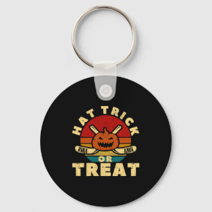 Ice Hockey Player Coach Halloween Pumpkin Hat Tric Keychain