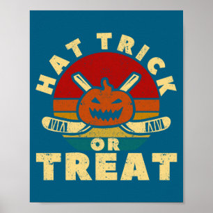 Ice Hockey Player Coach Halloween Pumpkin Hat Tric Poster