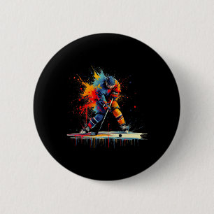 Ice Hockey Player Drip Youth Kids Boys Men Coach F 2 Inch Round Button