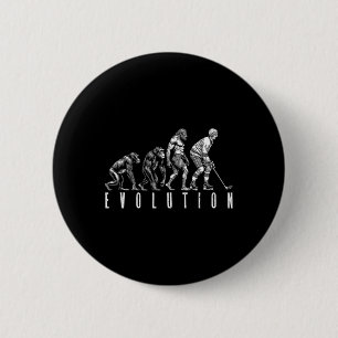 Ice Hockey Player Evolution Funny Man Ape Caveman 2 Inch Round Button