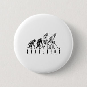Ice Hockey Player Evolution Funny Man Ape Caveman 2 Inch Round Button