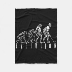 Ice Hockey Player Evolution Funny Man Ape Caveman Fleece Blanket