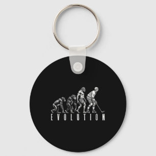 Ice Hockey Player Evolution Funny Man Ape Caveman Keychain