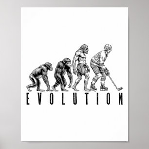 Ice Hockey Player Evolution Funny Man Ape Caveman  Poster