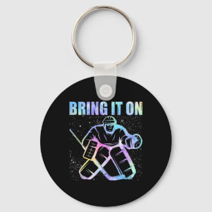 Ice Hockey Player Goalkeeper Ice Hockey Goalie Hoc Keychain