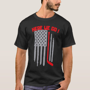 Ice Hockey Player, Hockey American Flag Adult Juni T-Shirt
