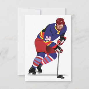 Ice Hockey Player in Action Red and Blue Team Invitation