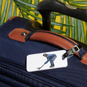 Ice Hockey Player in Blue Uniform Luggage Tag