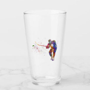 Ice hockey player in watercolor glass