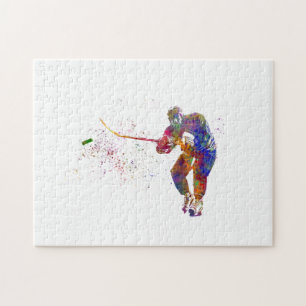 Ice hockey player in watercolor jigsaw puzzle