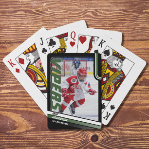Ice Hockey Player Keepsake On Dynamic Green Playing Cards