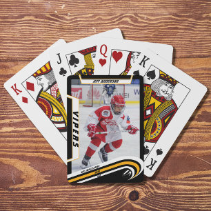 Ice Hockey Player Keepsake On Lively Yellow Custom Playing Cards