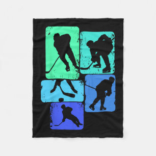 Ice Hockey Player Kids Boys Youth  Fleece Blanket