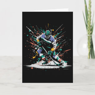 Ice Hockey Player Paint Splatter Art Sports Men Bo Card