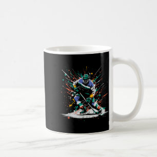 Ice Hockey Player Paint Splatter Art Srts Men Boys Coffee Mug