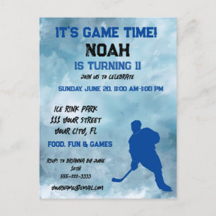 Ice hockey player sport theme  invitation postcard