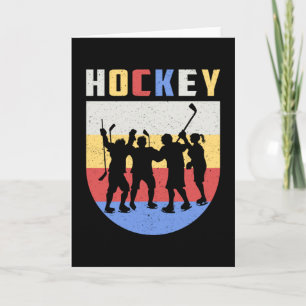 Ice Hockey Player Stick Team Puck Retro Funny Gift Card