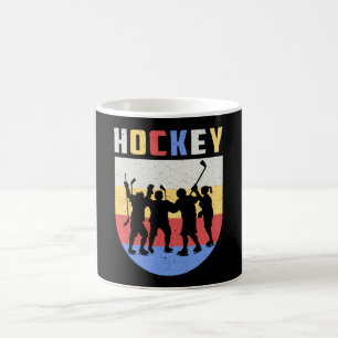 Ice Hockey Player Stick Team Puck Retro Funny Gift Coffee Mug