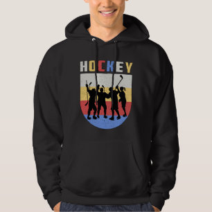 Ice Hockey Player Stick Team Puck Retro Funny Gift Hoodie