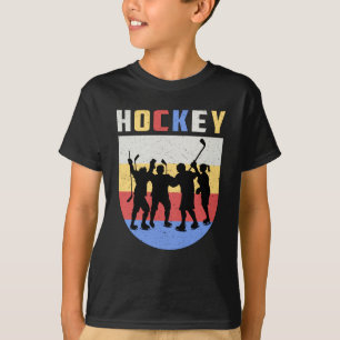 Ice Hockey Player Stick Team Puck Retro Funny Gift T-Shirt