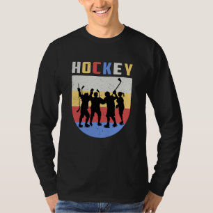 Ice Hockey Player Stick Team Puck Retro Funny Gift T-Shirt