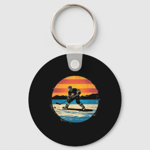 Ice Hockey Player Sunset Art For Men Boys Girls Keychain