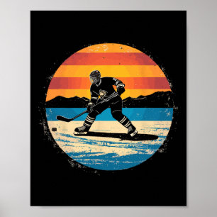 Ice Hockey Player Sunset Art For Men Boys Girls Poster