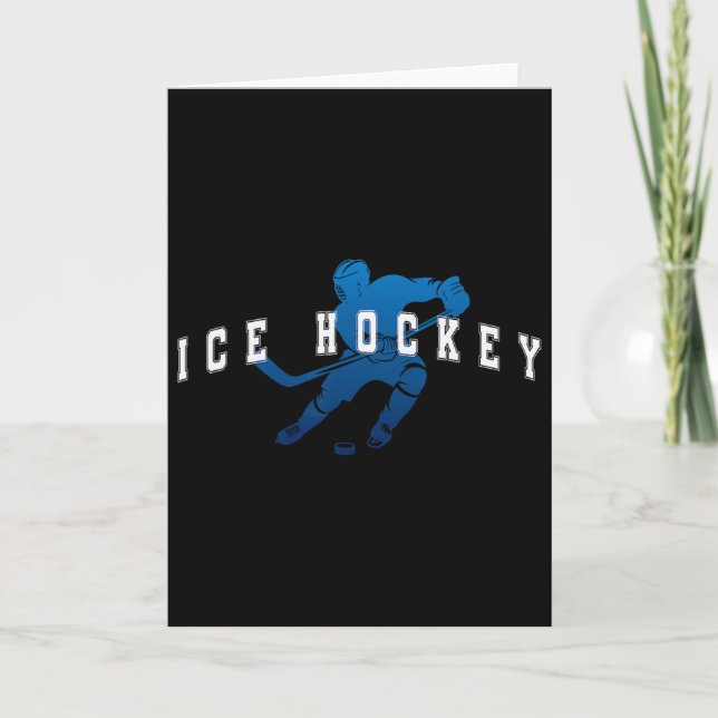 Ice Hockey Player Team Blue Varsity Text  Card (Front)