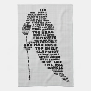 Ice Hockey Player Typography Tea Towel