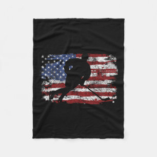 Ice Hockey Player Usa American Flag 4th Of July Gi Fleece Blanket