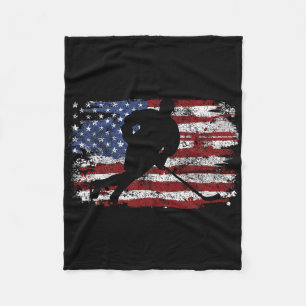 Ice Hockey Player Usa American Flag 4th Of July Gi Fleece Blanket