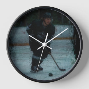 Ice Hockey Player Warming Up Clock