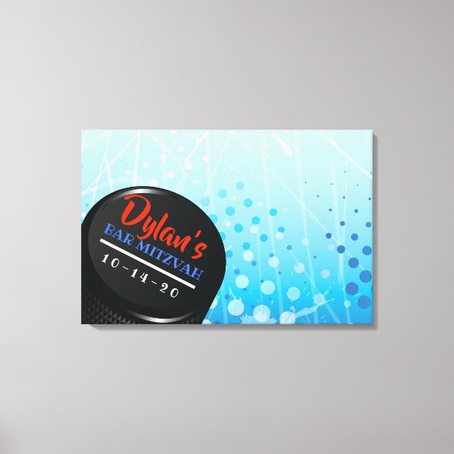 ICE HOCKEY PUCK Bar Mitzvah Sign In Memory Board (Front)