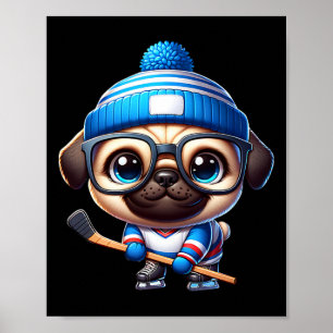 Ice Hockey Pug Adorable Companion Poster