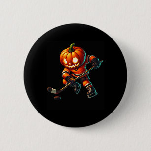 Ice Hockey Pumpkin Face Halloween Costume Men Boys 2 Inch Round Button