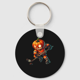 Ice Hockey Pumpkin Face Halloween Costume Men Boys Keychain