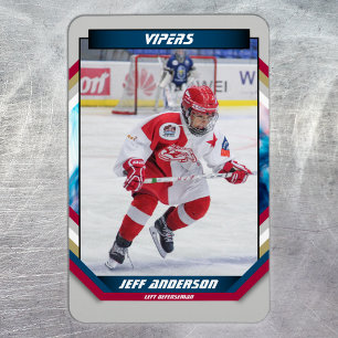 Ice Hockey Red Blue Light Grey Trading Card Magnet
