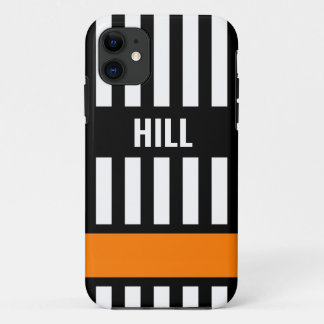 Ice Hockey Referee Zebra Stripe Personalized iPhone 11 Case