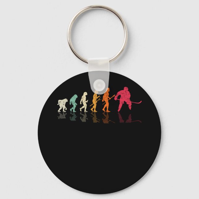 Ice Hockey Retro Evolution For Hockey Player Keychain (Front)