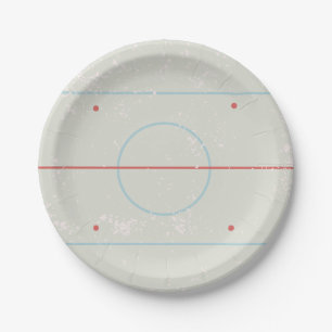 Ice Hockey Rink Distressed Style Graphic Paper Plate