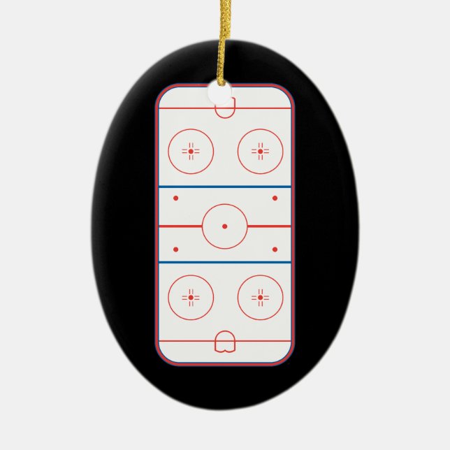 ice hockey rink graphic ceramic ornament (Front)