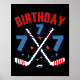 Ice Hockey Seven Birthday Boy 7th Party Boys Age 7 Poster
