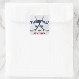 Ice Hockey Skate Rink Birthday Thank You Favour Square Sticker