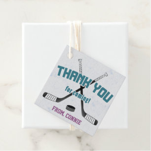 Ice Hockey Skate Rink Purple Birthday Thank You Favour Tags