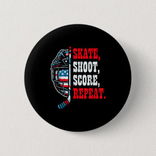Ice Hockey Skate Shooy Score Repeat Player Men Boy 2 Inch Round Button