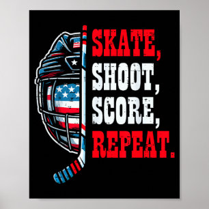 Ice Hockey Skate Shooy Score Repeat Player Men Boy Poster