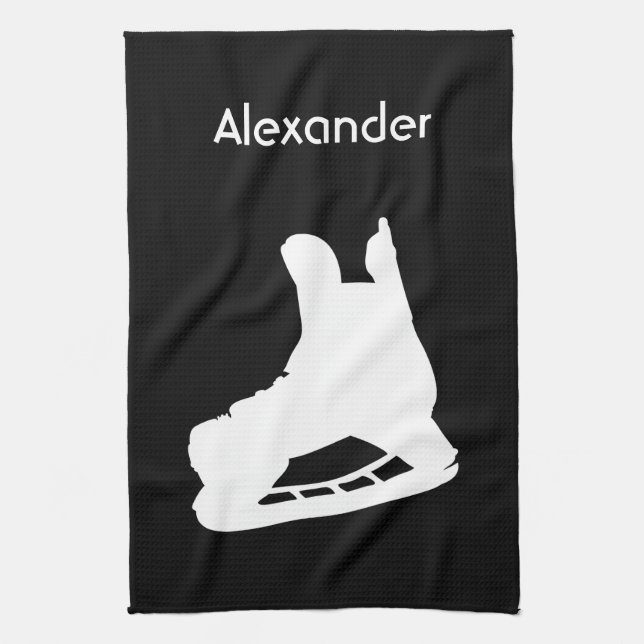 Ice Hockey skate towel black white (Vertical)